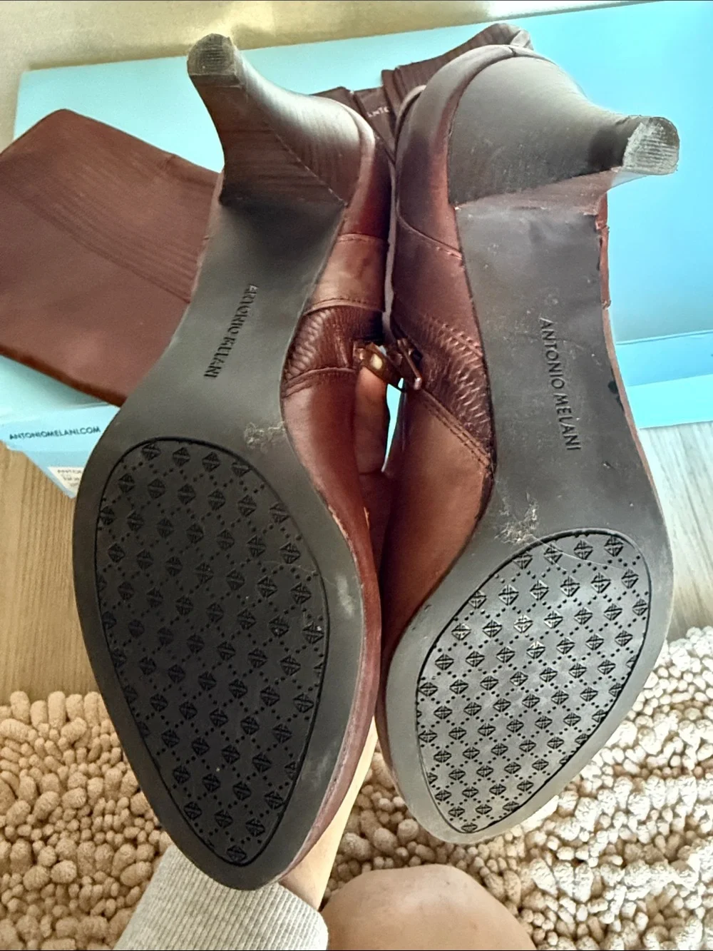 ANTONIO MELANI Tall Over-the-Knee Brown Leather Boots Size 9